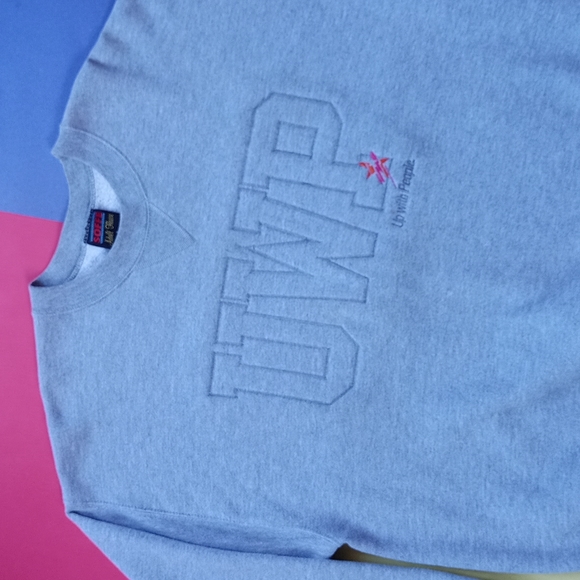 Rare Vintage UWP Up With People Non-Profit Embossed Crewneck Sweater - Picture 2 of 8